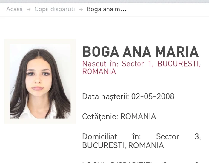 Oricine are informații despre Maria este rugat să sune la: 0721 252 848 / FOTO Poliția Română