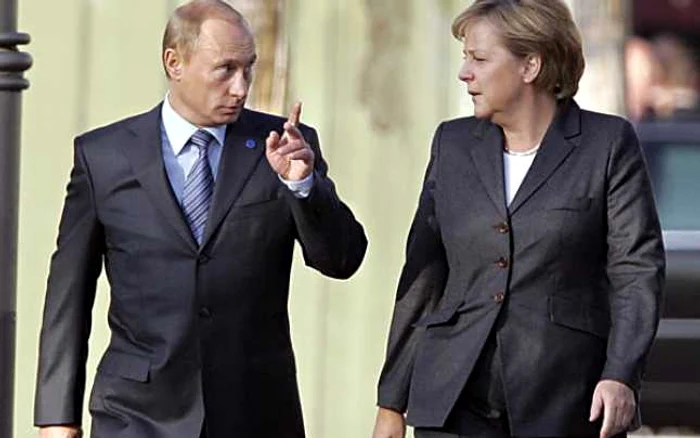 Preşedintele rus, Vladimir Putin şi cancelarul german, Angela Merkel