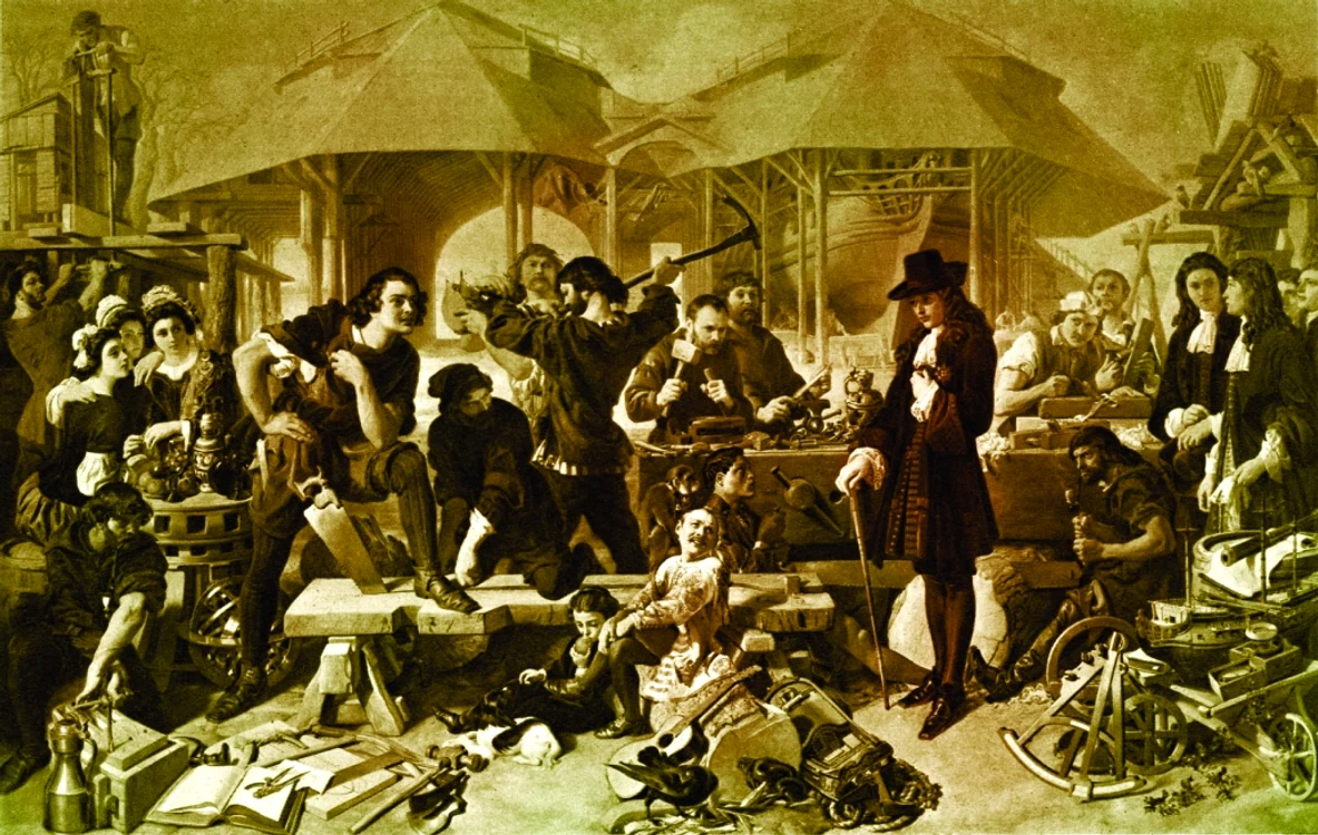 Petru cel Mare în vizită la șantierele Deptford. Pictură de Daniel Maclise (foto: Getty Images)