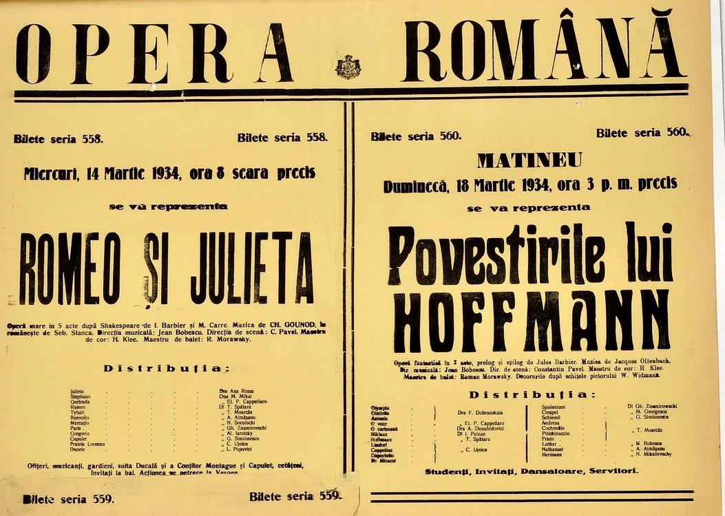 Afiș din anul 1934