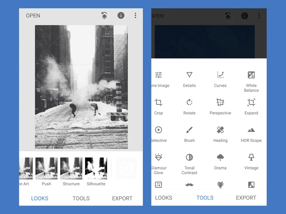 Snapseed îți permite să editezi fotografiile preferate