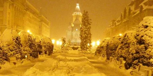 Centrul Timişoarei iarna