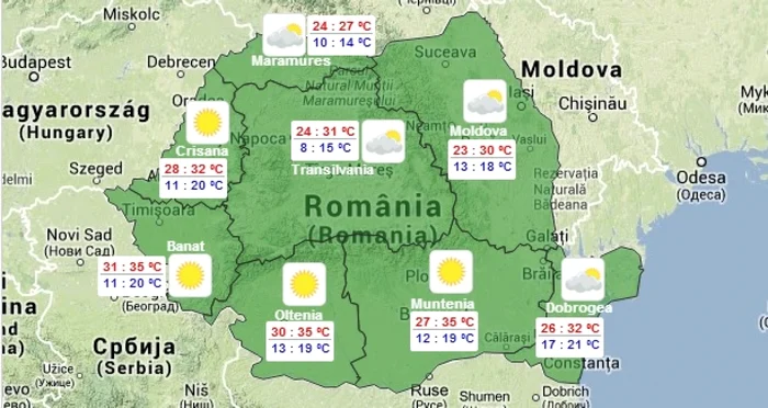 Miercuri vremea va fi caldă în majoritatea regiunilor din ţară FOTO meteoromania.ro