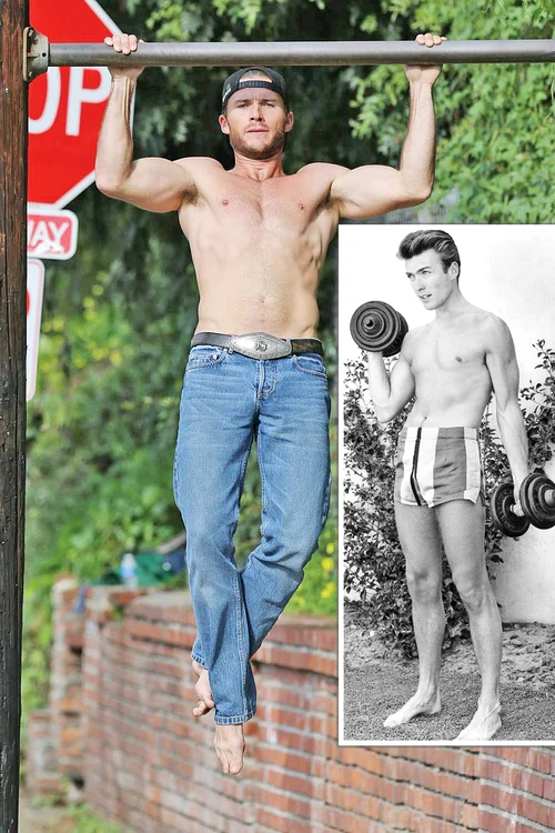 Scott Eastwood ridică greutăţi cum făcea tatăl lui, Clint Eastwood, la 26 de ani