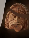 Antefixul cu mască tragică, descoperit în castrul roman Berzobis din Caraș-Severin (© Muzeul Național al Banatului)