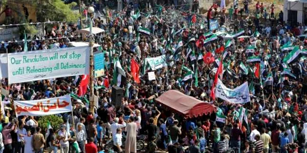 Protest antiguvernamental Idlib Siria FOTO AFP