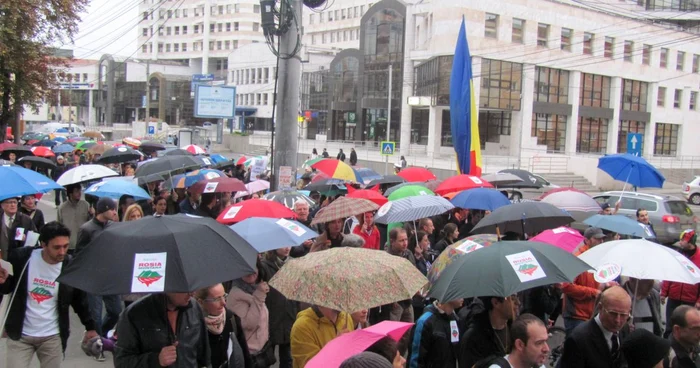 manifestantii au purtat umbrelele deschise pe toata durata protestului