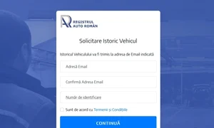 Imediat ce intri în aplicația Istoric Vehicul trebuie să ți introduci adresa de mail jpeg