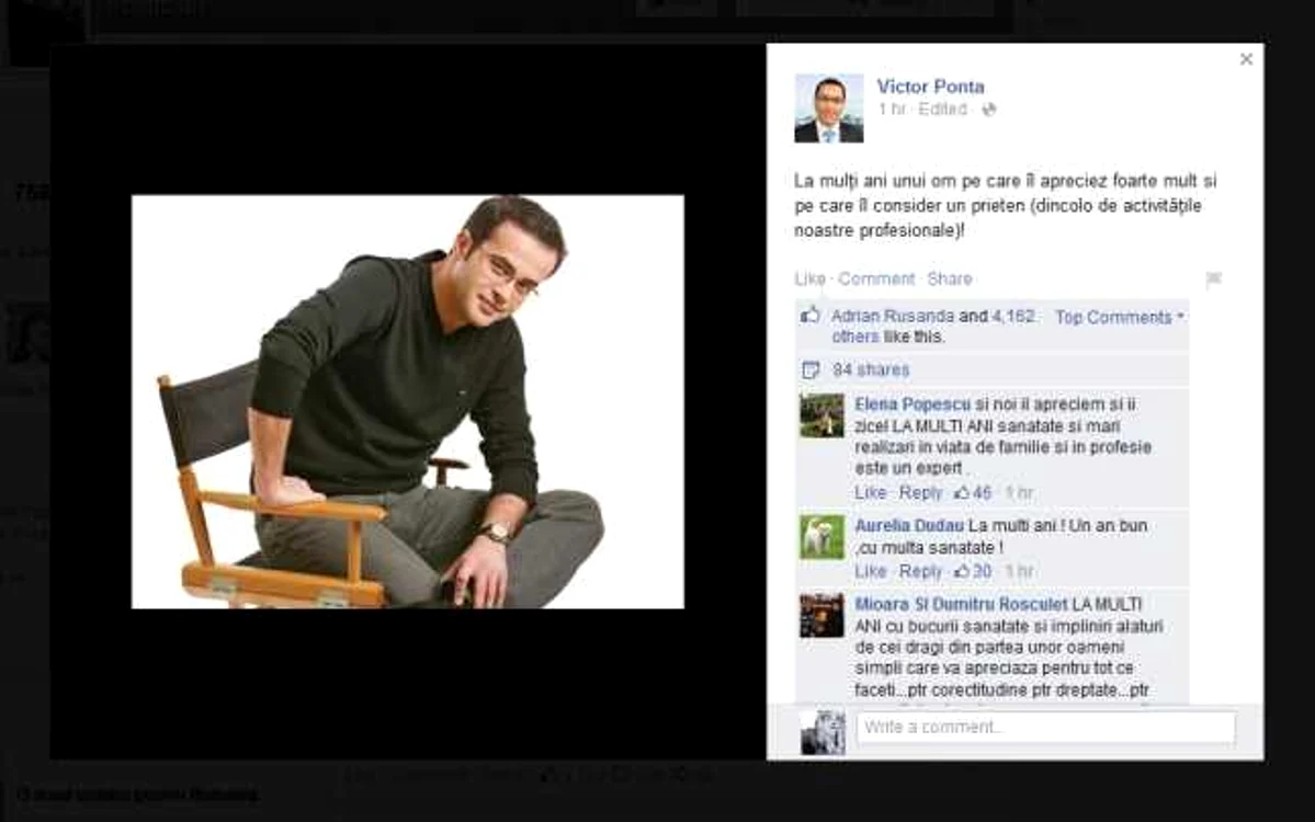 Postarea de pe Facebook-ul premierului Victor Ponta