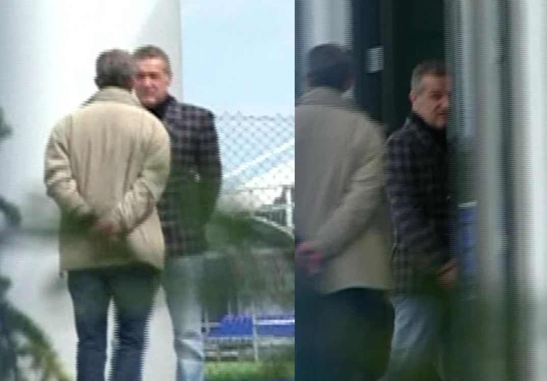 Gigi Becali a fost filmat marţi în faţa sediului administrativ al Bazei Sportive. FOTO Adevărul