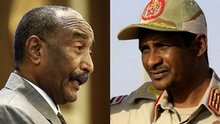 Generalii rivali din Sudan: Abdelfattah Al-Burha (stânga) și Mohammed Hamdan Dagalo „Hemetti”