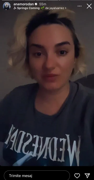 Ultima apariție a Anei Morodan, pe Instagram. FOTO: Captură InstaStory
