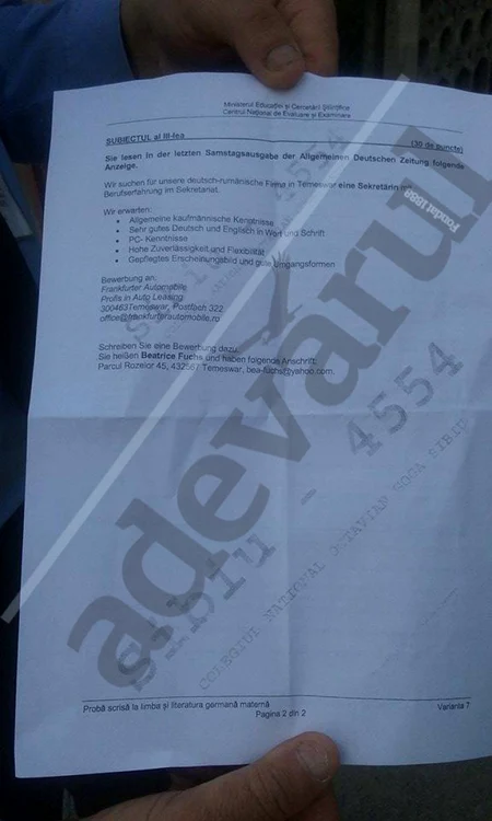 Subiecte Maternă Bacalaureat germana
