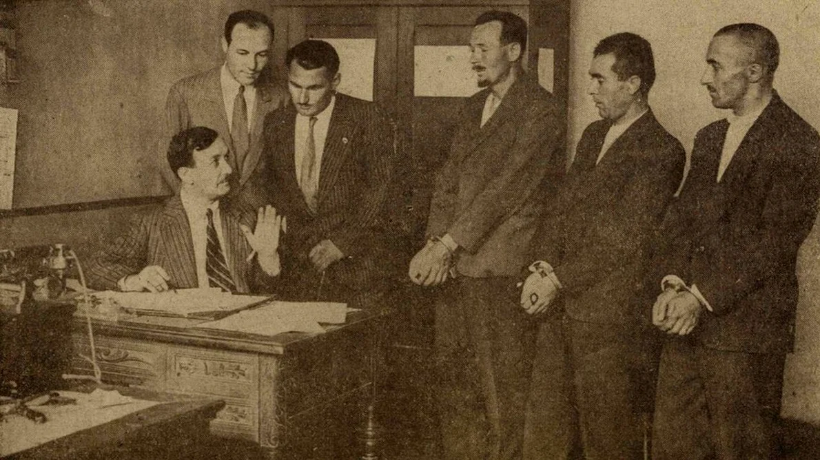 Hoți de buzunare arestați în Bucureștiul interbelic (foto: Ilustrațiunea română, 18 ianuarie 1939)