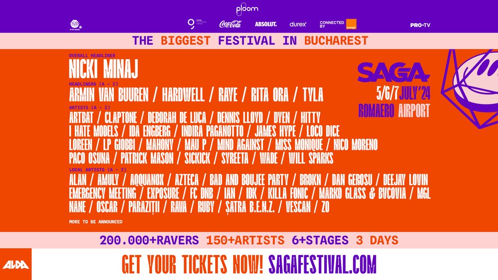 SAGA festival 2024: Line-up și programul pe zile. Ziua în care cântă Nicki Minaj este deja SOLD OUT