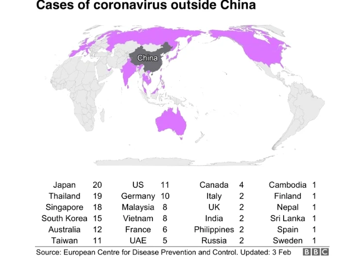 Harta epidemiei de coronavirus