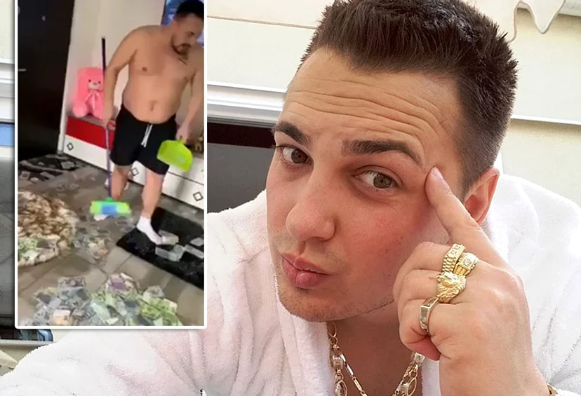 „Briliant” s-a filmat adunând banii cu mătura și fărașul FOTO gorjonline.ro