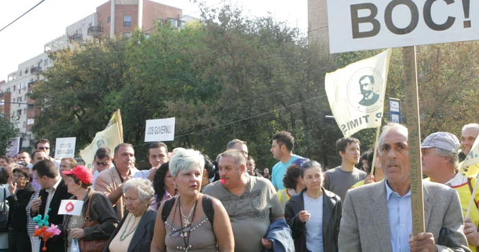 Protest la Timișoara în timpul vizitei oficiale a prim-ministrului Boc