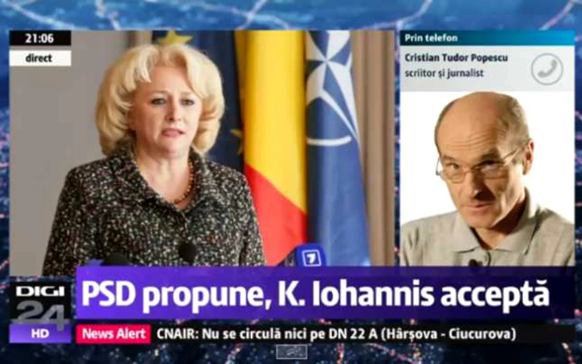 Cristian Tudor Popescu susţine că nu a fost o comparaţie, ci o observaţie de natură estetică FOTO Captură Digi 24