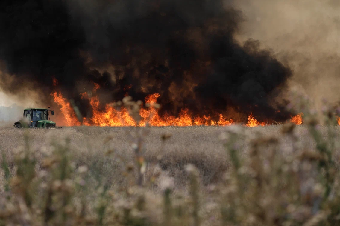 Incendiu de vegetatie langa localitatea Magurele din Ilfov  Foto Inquam Photos/George Calin