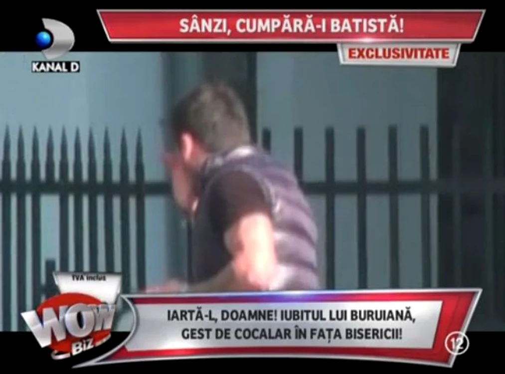 Nicolae Zuluf a ieşit primul din biserică şi şi-a suflat nasul în plină stradă (captură: Kanal D)