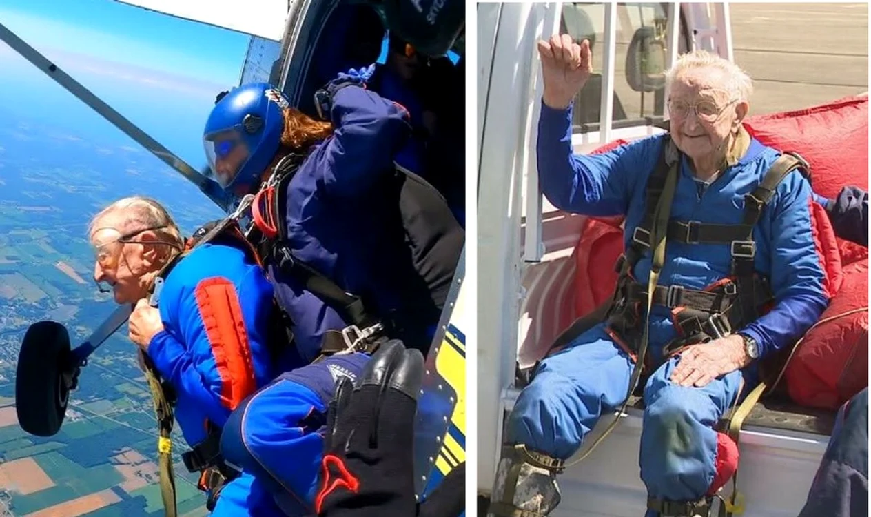 Spurgeon „Butch” Carlson a sărit cu parașuta alături de un instructor (Sursă foto: capturi video)