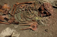 Rămășițele Prințului („Il Principe”) din peștera Arene Candide, expuse în Muzeul de Arheologie al Liguriei  (© Lorenzo Donzelli / Wikimedia Commons)