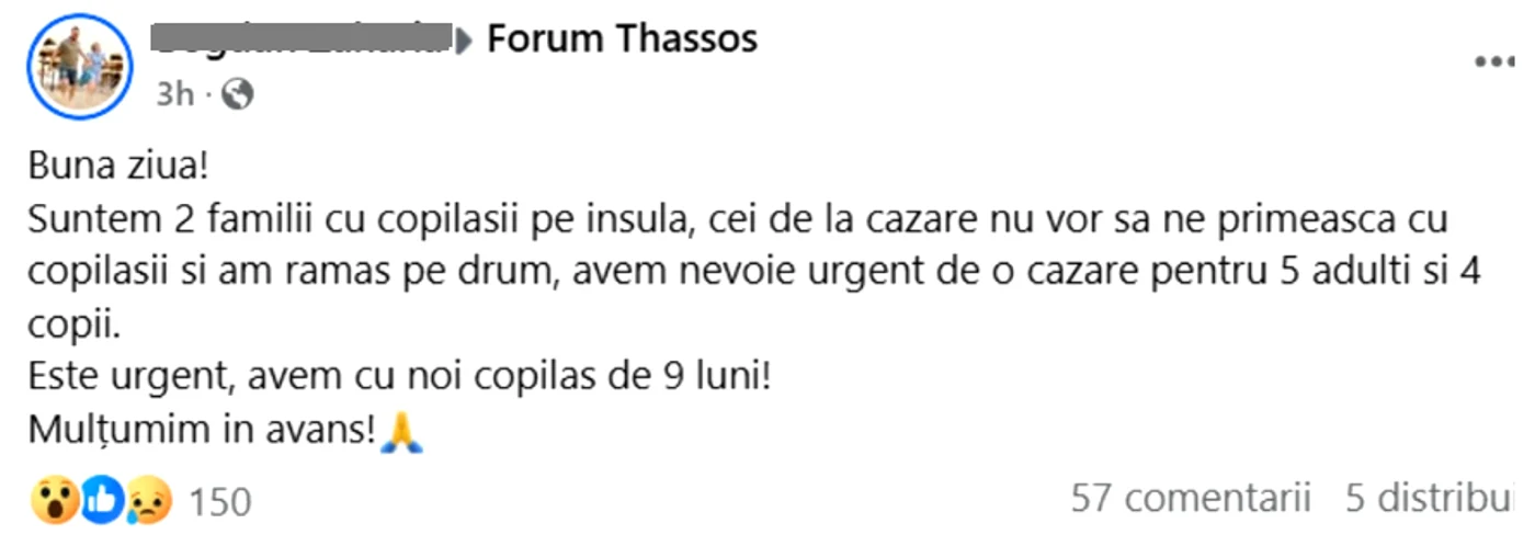 Postarea turistului român FOTO: FB