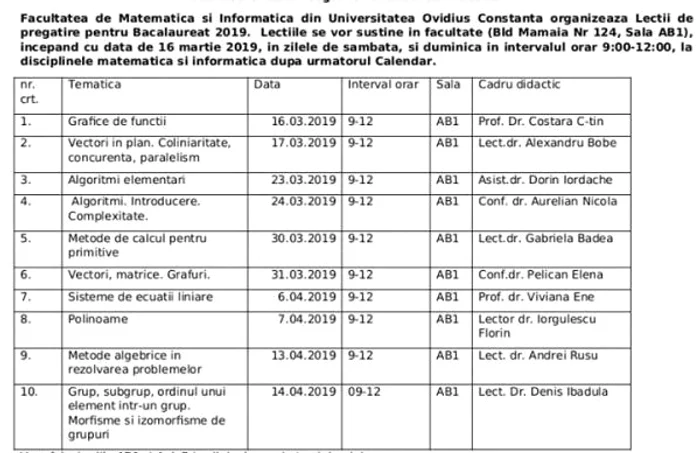 Cursuri de matematică pentru elevii de liceu