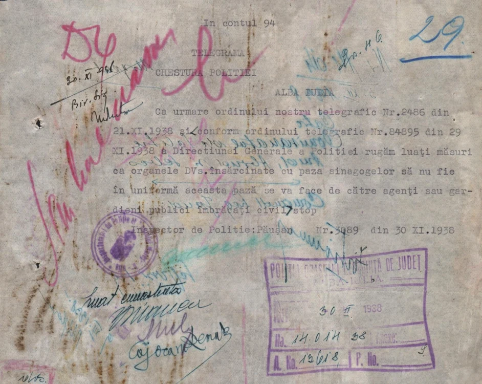 Documente de arhivă despre atentatul de la Sinagoga din Alba Iulia 