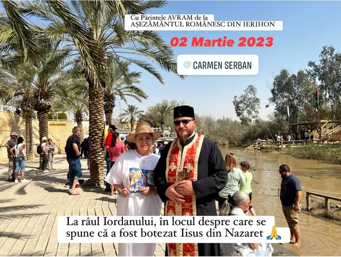 Carmen Șerban s-a botezat în apa Iordanului de ziua ei