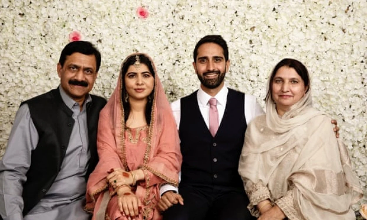 Malala Yousafzai (centru stânga) şi soţul său (centru-dreapta), Asser Malik Foto: Malin Fezehai via theguardian.com