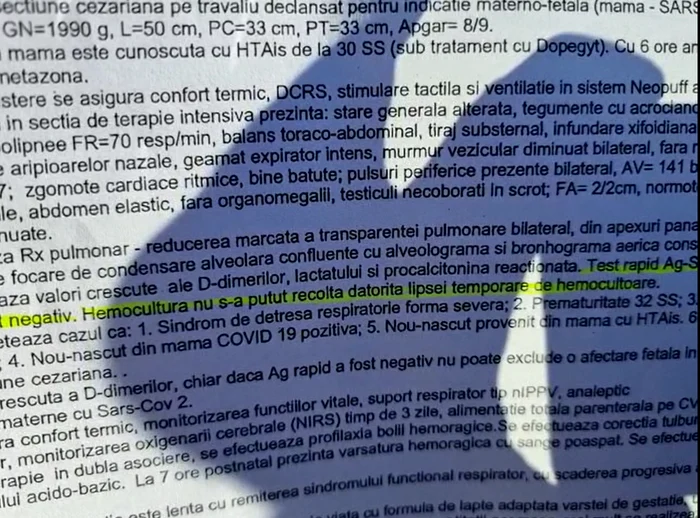 Document care arată că lui Emanuel nu i s-a putut face hemocultura deoarece nu aveau recipiente.