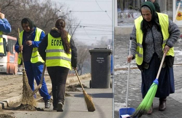 Măturători stradali de la Primăria Galaţi au împărţi primele cu cei de la o firmă privată FOTO C.Crângan