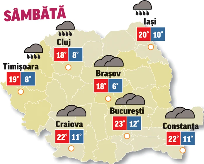 Prognoza meteo 2 mai vine cu vreme închisă și ploi