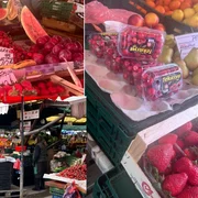 Cireșe în Piața Cibin din Sibiu în luna aprilie 2024 Colaj Ora de Sibiu