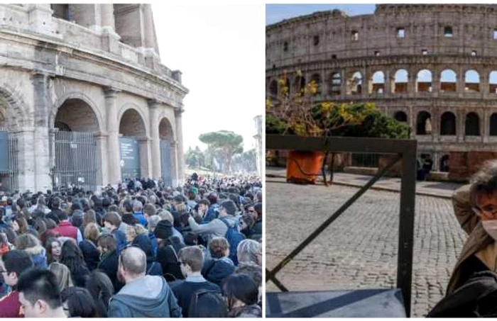 Colosseum inainte si dupa corona FOTO Shutterstock şi EPA-EFE