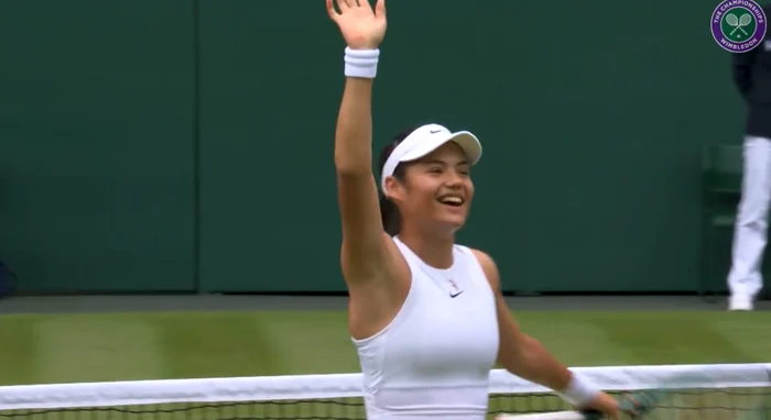 Emma Răducanu, victorioasă în primul tur la Wimbledon. FOTO captură WImbledon Facebook