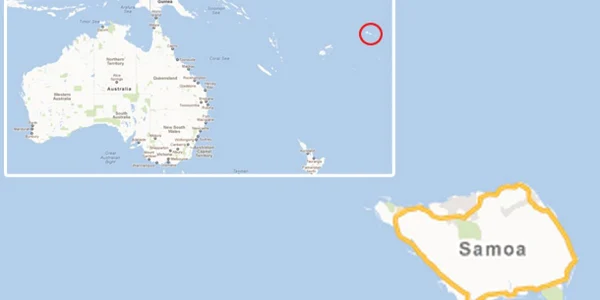 Samoa e la 5.000 kilometri de Australia şi 8.000 kilometri de California