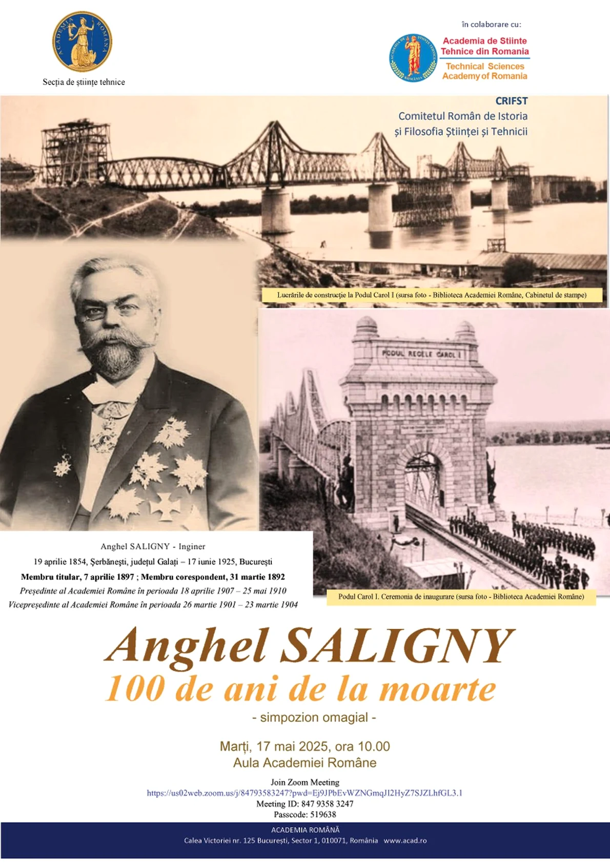 „Anghel Saligny - 100 de ani de la moarte” - Simpozion comemorativ la Academia Română