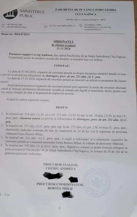 Ordonanța prin care Goțiu este pus la plată. FOTO: Arhivă personală