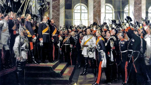 Calendar 18 ianuarie: 1871   Wilhelm I a fost proclamat Kaiser al celui de al doilea Reich german, în Sala Oglinzilor din Palatul Versailles jpeg