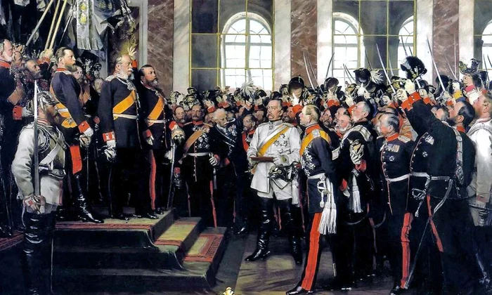 Calendar 18 ianuarie: 1871   Wilhelm I a fost proclamat Kaiser al celui de al doilea Reich german, în Sala Oglinzilor din Palatul Versailles jpeg
