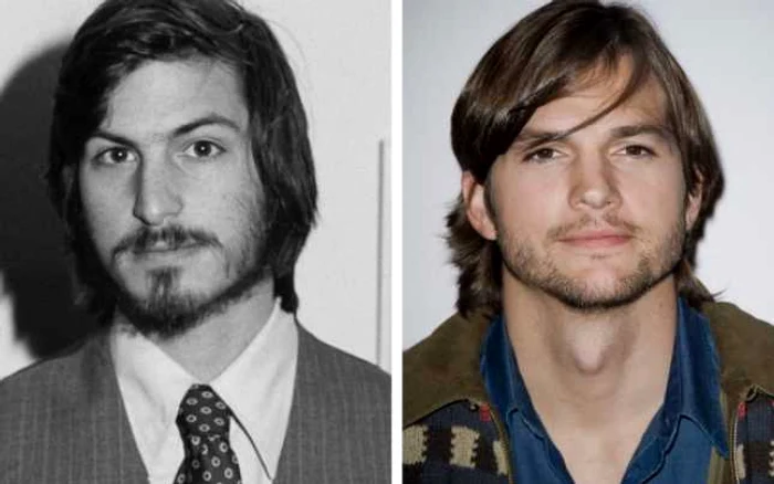 Steve Jobs în 1977 (stânga) şi Ashton Kutcher în 2011 (dreapta) FOTO Getty Images