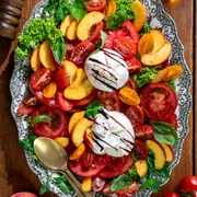 Tomato Peach Salad with Burrata Cheese Not Entirely Average Image 3456 jpg