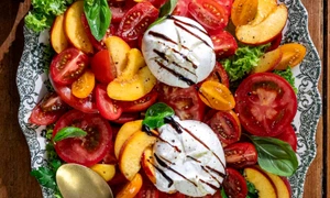Tomato Peach Salad with Burrata Cheese Not Entirely Average Image 3456 jpg