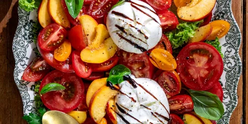 Tomato Peach Salad with Burrata Cheese Not Entirely Average Image 3456 jpg