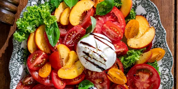 Tomato Peach Salad with Burrata Cheese Not Entirely Average Image 3456 jpg