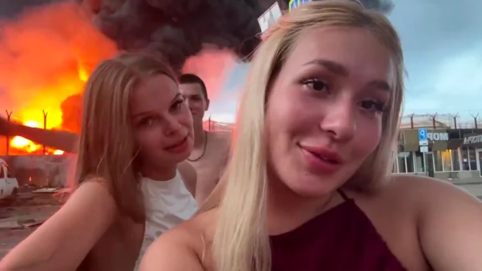 Trei tineri ruși, reținuți după ce s-au filmat lângă rafinăria incendiată FOTO Captură video