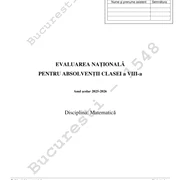 Evaluarea Națională 2026  Subiecte Matematică 1 jpg